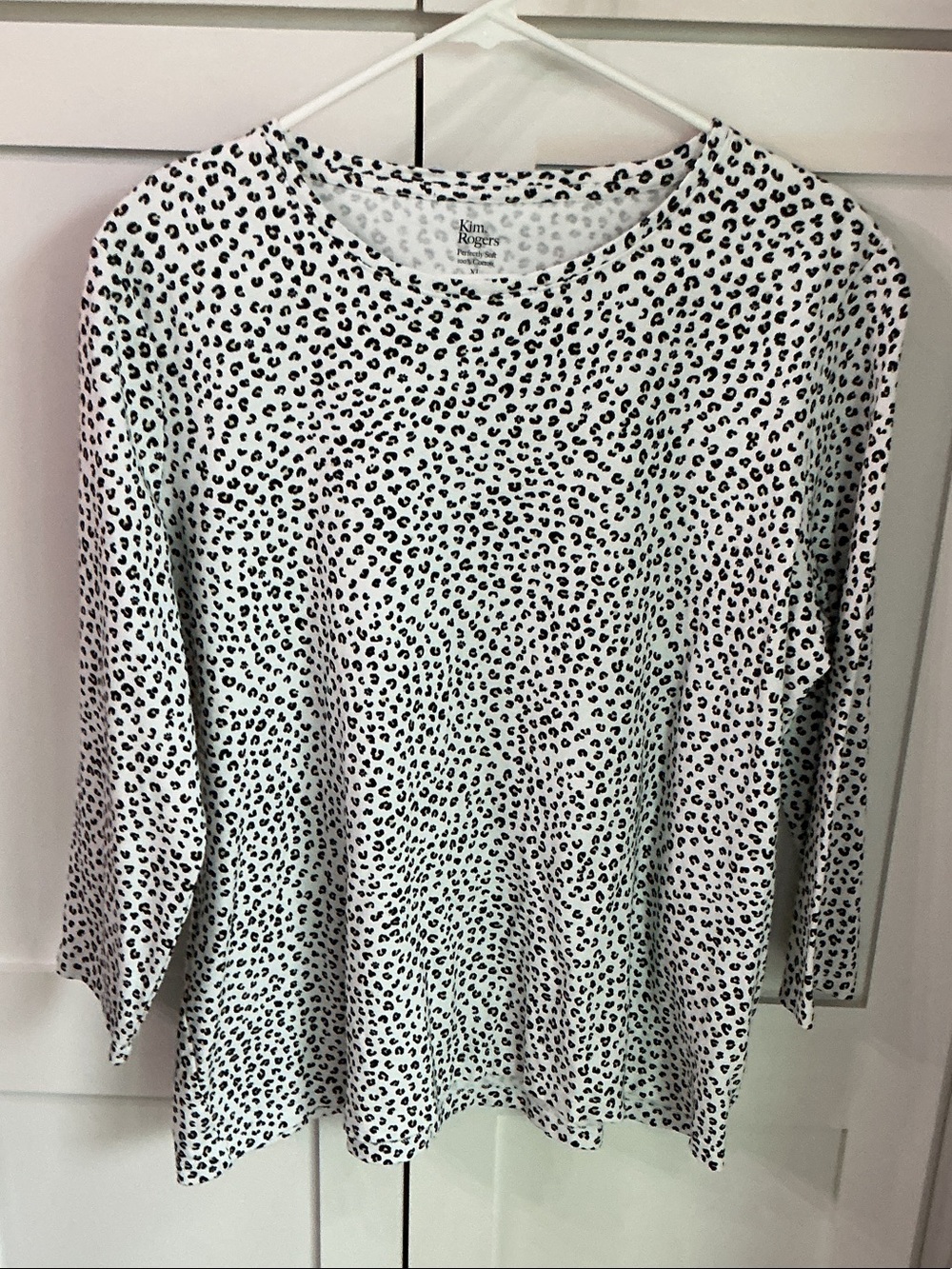 Kim Rogers Black & White Leopard-Print Long Sleeve Tee